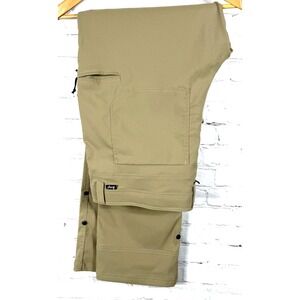 Slumberjack Utility Tech Pants Men 40X34 Beige Straight Snap Rollup Nylon Hiking